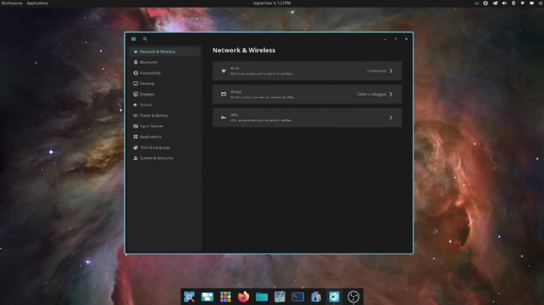 The desktop screen for Pop!_OS