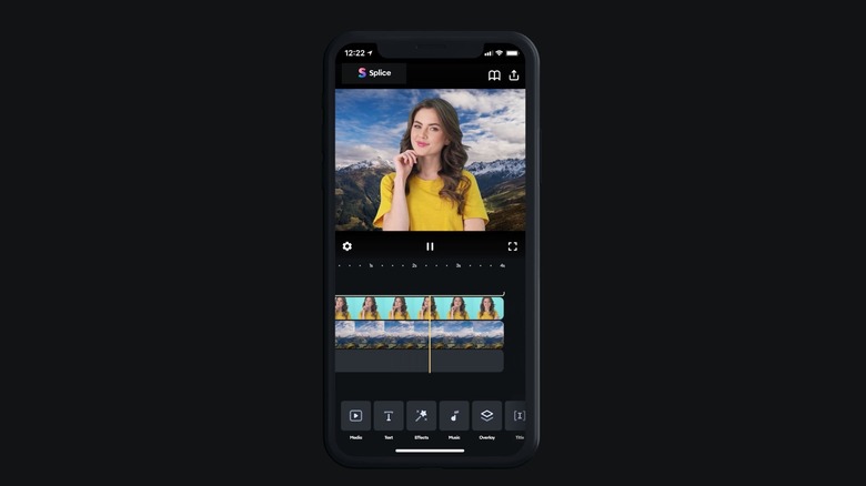 The Splice app interface displayed on a phone against a dark background