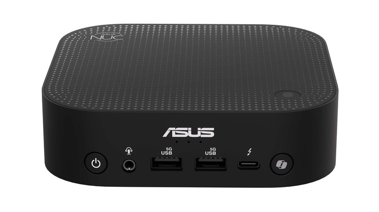 The Asus NUC 14 Pro AI desktop PC against a white background