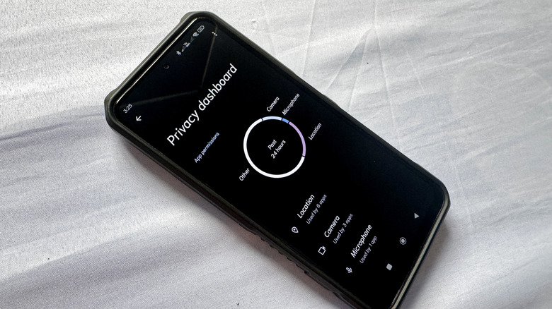 Android phone showing Privacy Dashboard with permissions
