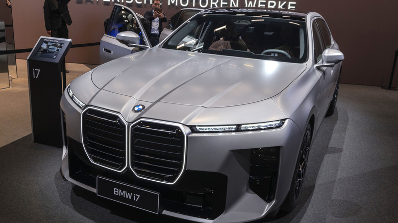 BMW i7 EV at a motor show