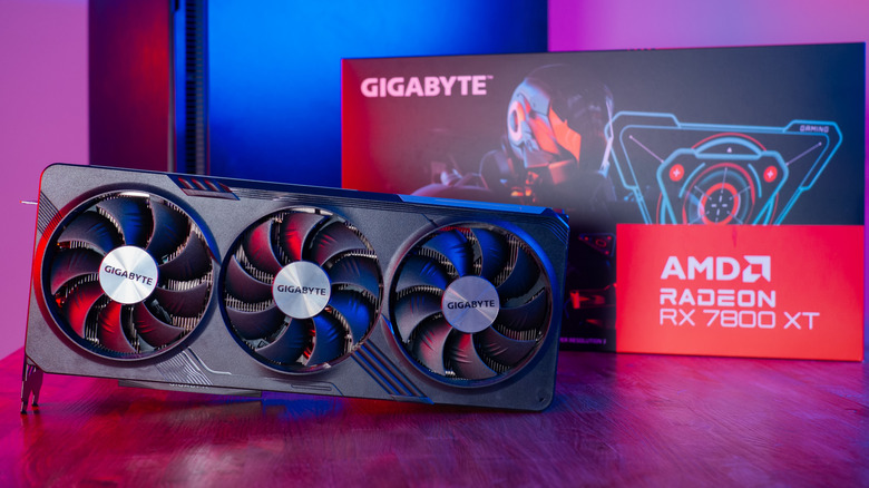An AMD Radeon RX 7800 XT graphics card