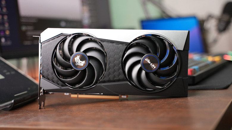 An AMD graphics card on desk