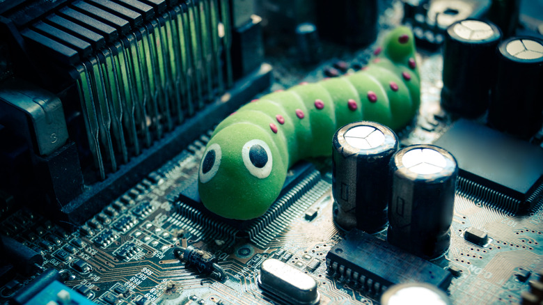 An actual worm on computer parts