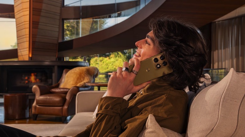 A person using the Motorola Signature smartphone.