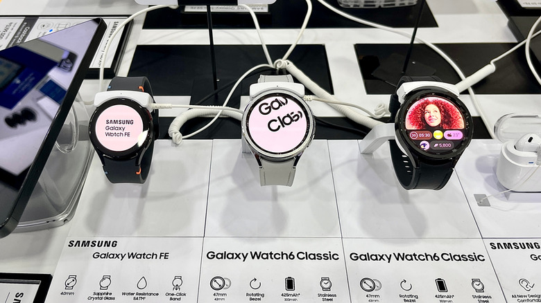 Galaxy Watch 6 Classic in a product display lineup