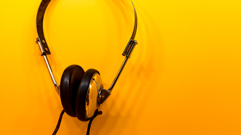 A pair of minimalist headphones
