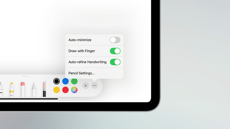 Option to automatically refine handwriting on iPad.