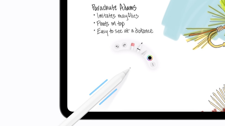 Tool palette shown when squeezing the barrel of the Apple Pencil