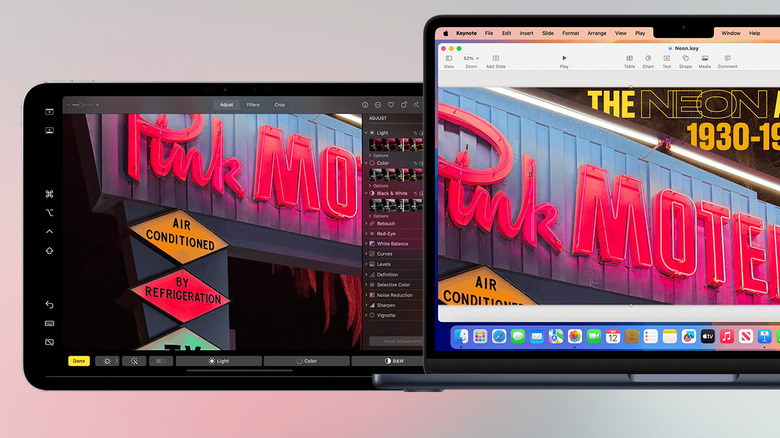 Using Apple Pencil to edit photos on the Mac via the iPad screen.