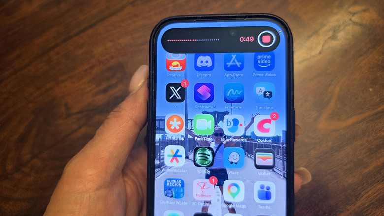 The top of an iPhone showing an ongoing voice memo recording.