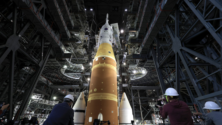 NASA's Artemis II in the VAB at Kennedy Space Center