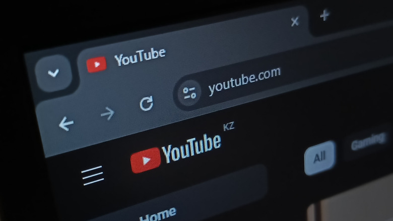 A close-up shot of YouTube in a browser tab