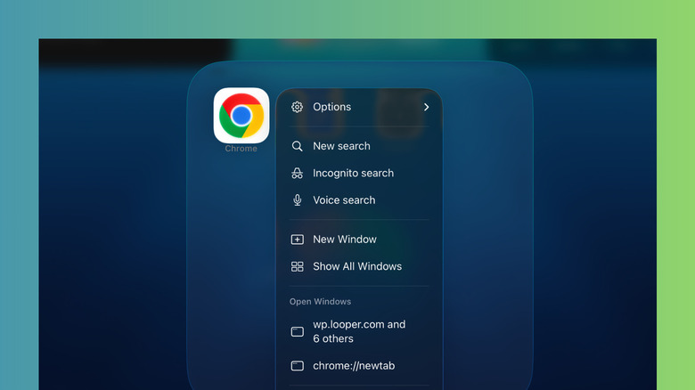 iPad showing Chrome with New Window option