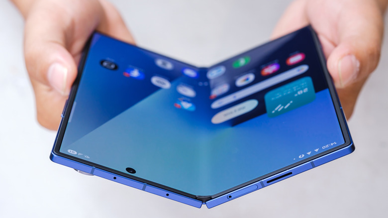 Someone holding Samsung's Galaxy Z Fold 7.
