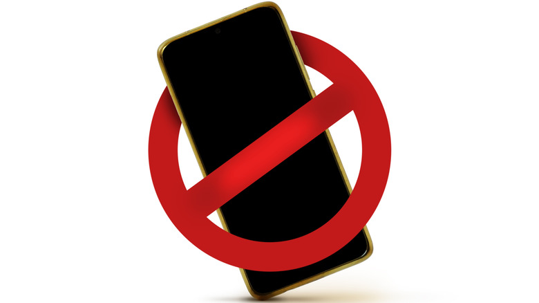Mobile phone with prohibition sign
