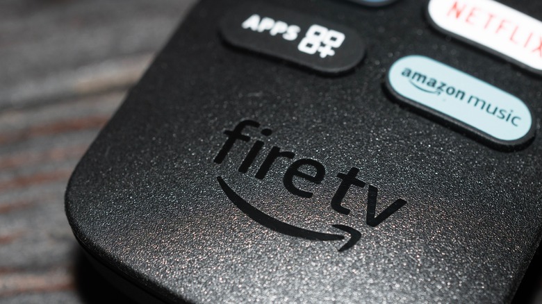 A close up of the Fire TV logo on a Fire TV remote.