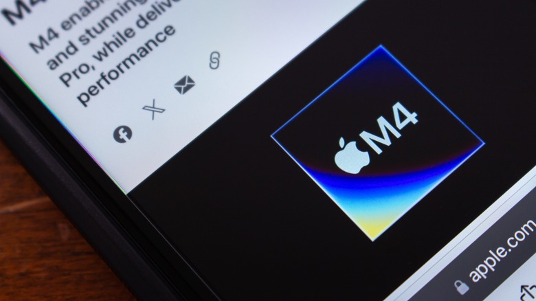 The Apple M4 chip logo on a screen