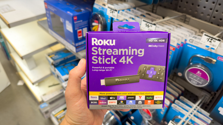 A person holding Roku Streaming Stick 4K