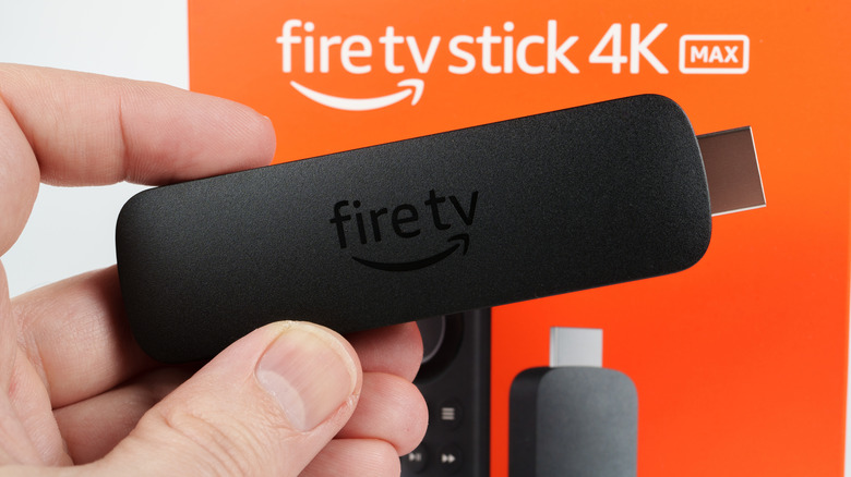 Close up of an Amazon Fire TV Stick 4K Max in a person's hand