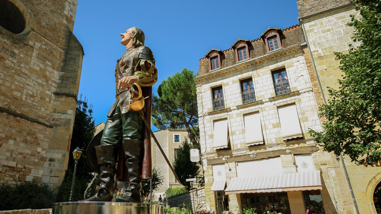 A statue of Cyrano de Bergerac in France