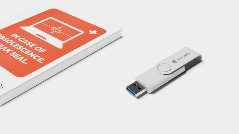 ChromeOS Flex USB kit with device nearby.