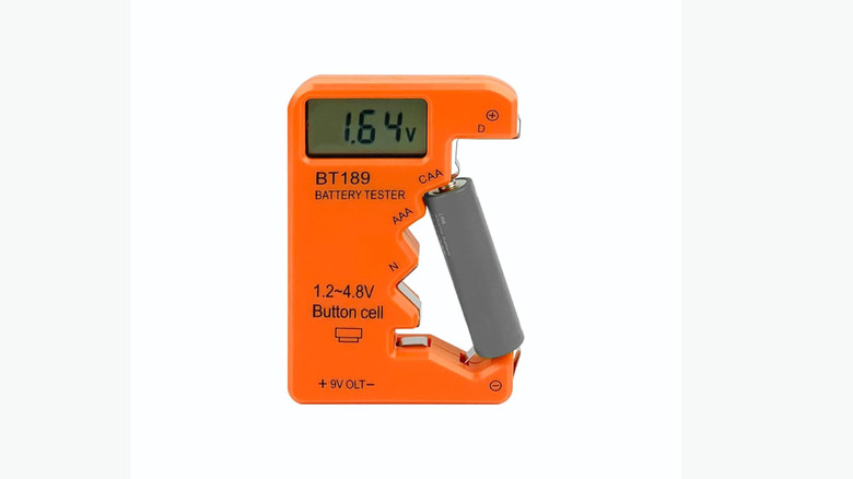 BT189 battery tester in orange on white background