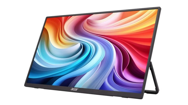 Acer PM1 Portable Monitor with multicolored background on screen