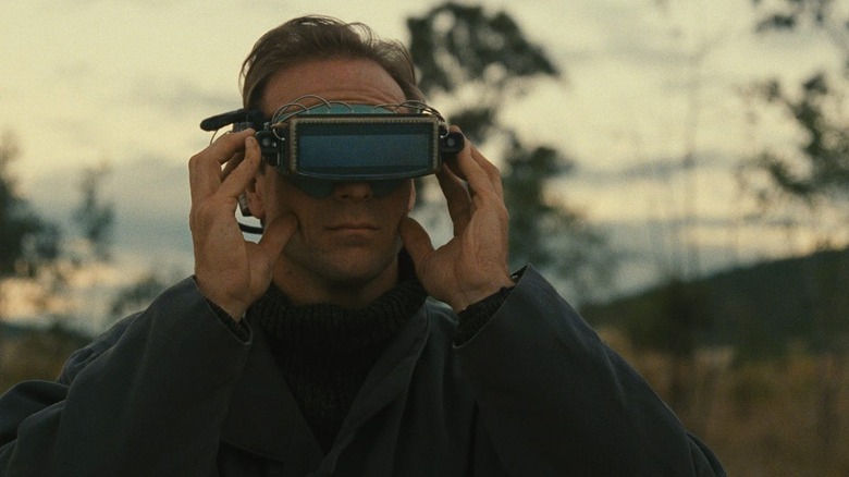 Sam using VR-like glasses