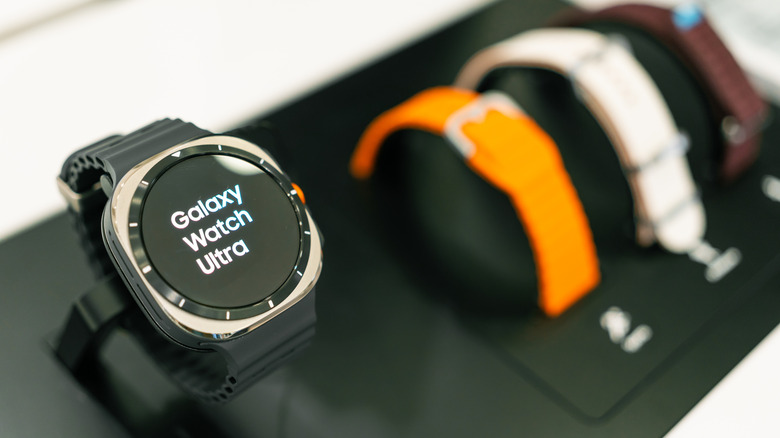 Samsung Galaxy smartwatches on display at a store