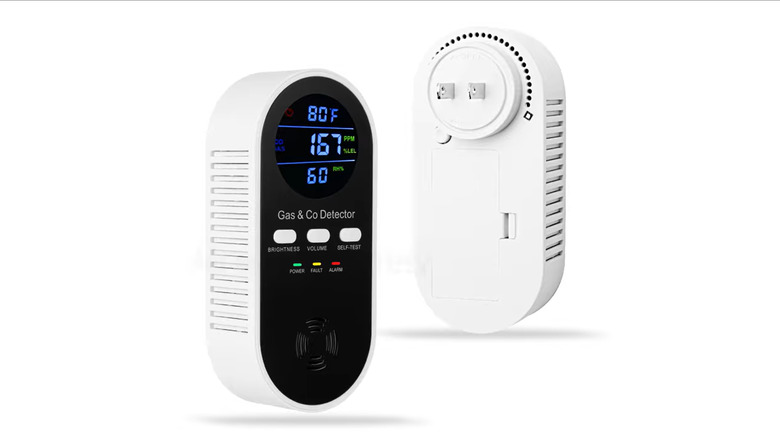 Two Hembisen gas detectors stand together against a white background.