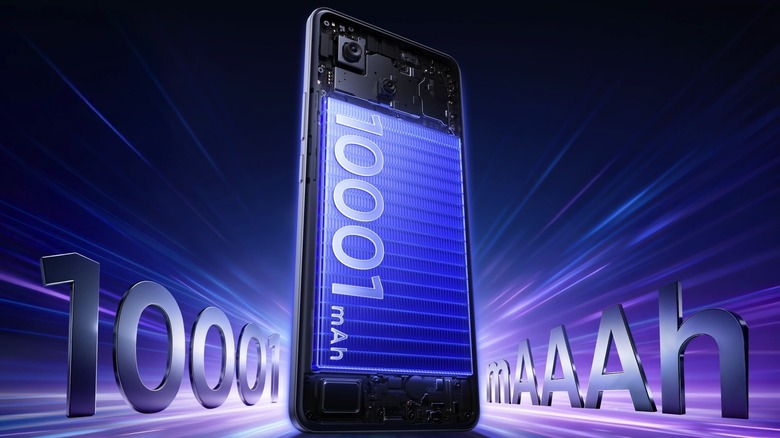 The Realme P4 Power's internal design, showing the 10,001 mAh battery.