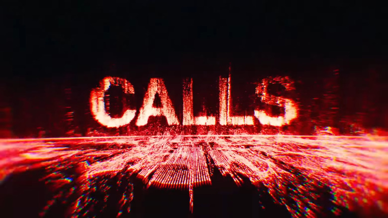 The title card for Apple TV's "Calls" depicted as red waveforms against a dark background.