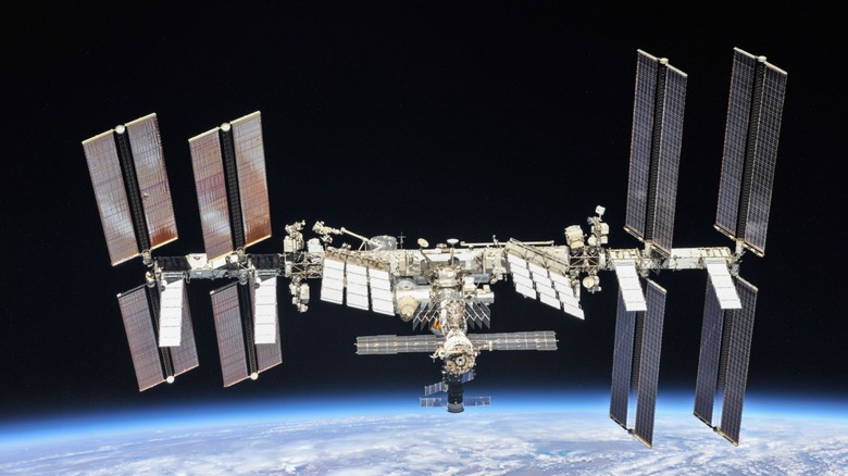 The International Space Station orbiting the Earth