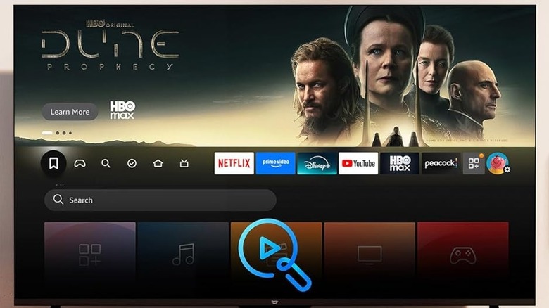 The Fire TV interface shown on an Amazon 4-Series 4K TV.