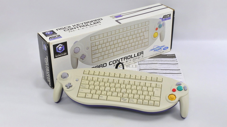 ASCII GameCube controller with box on white background