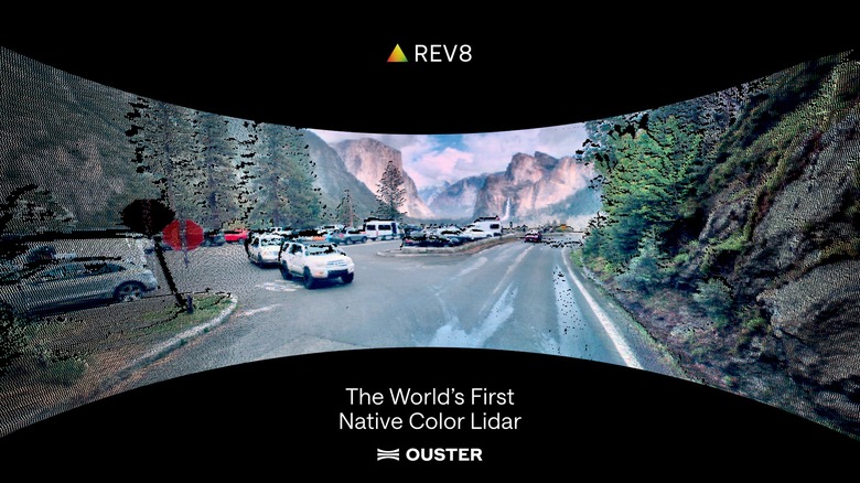 A color view produced by Ouster's Rev8 color LiDAR.