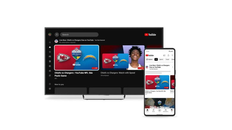 A TV and smartphone showing YouTube TV's user interface