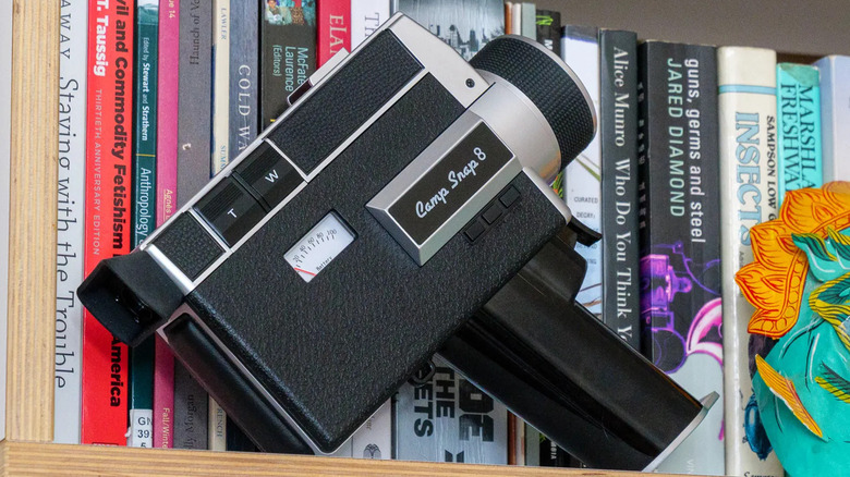 Vintage-inspired CS-08 digital camera on a shelf.
