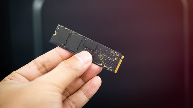 A person holding a solid-state drive.