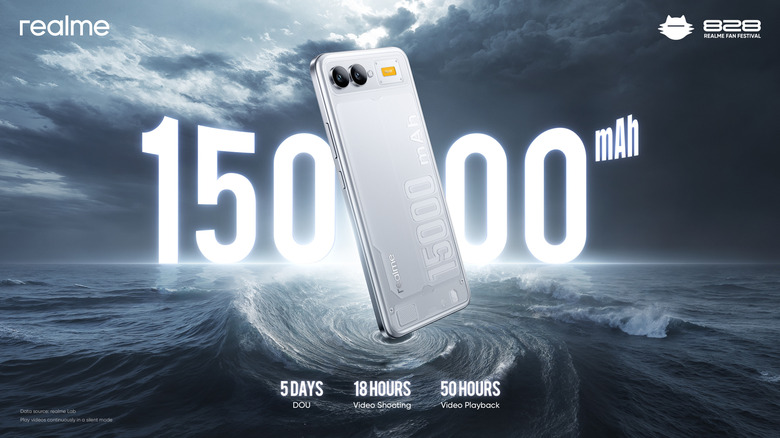 Graphic showing off Realme's new concept phone, with 15,000mAh battery inside