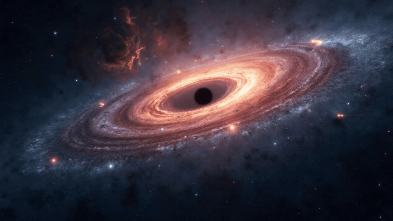 a black hole with a starry galaxy around it