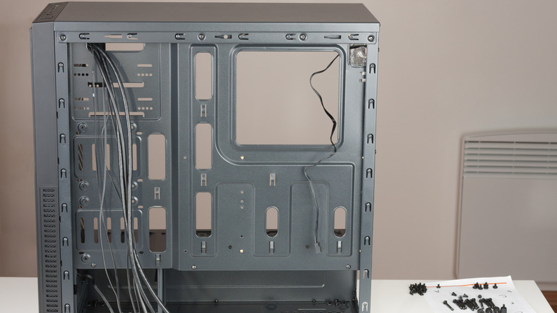 An empty PC case on a table