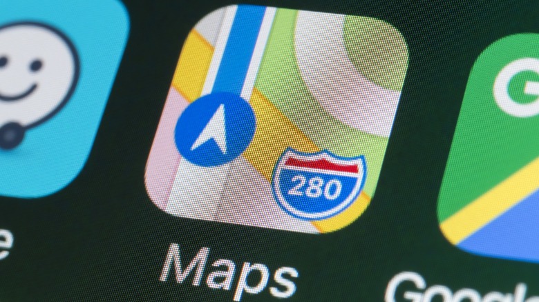 The Apple Maps app shown with other navigation apps.