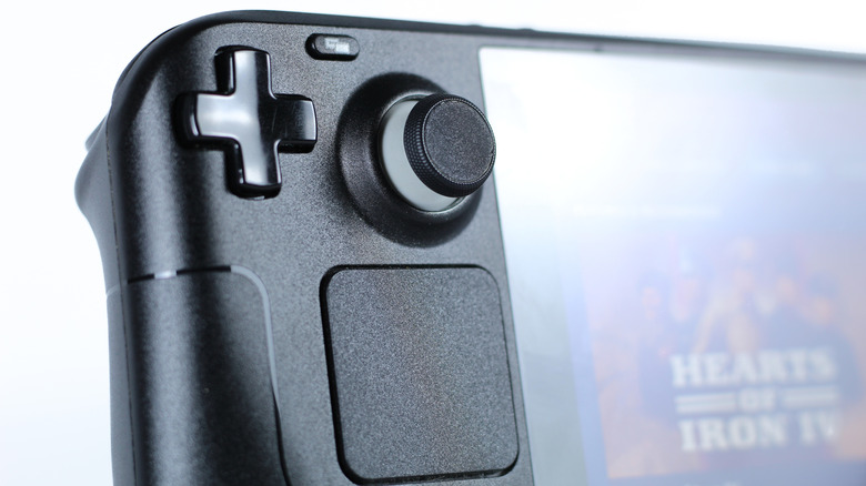 A close up of a Steam Deck controller panel