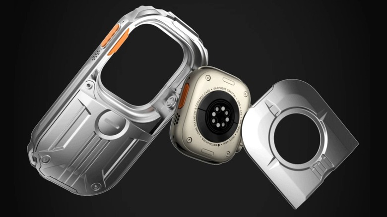 Dismantled RePod Ultra against a black background