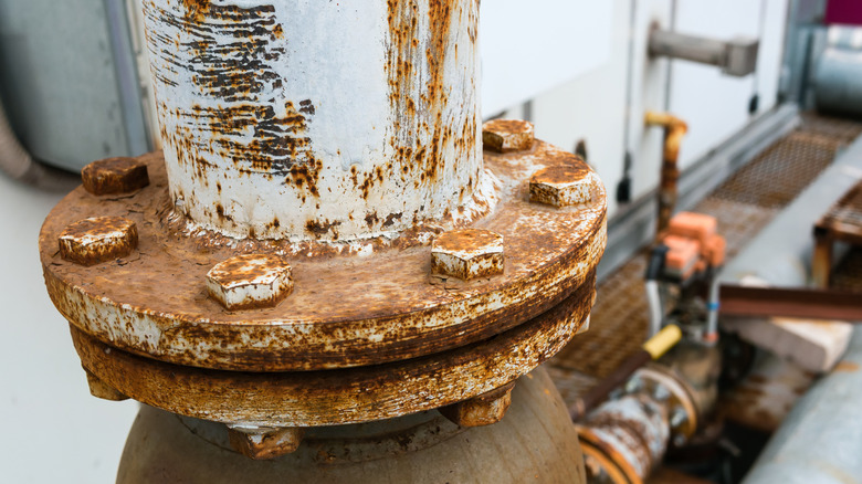 close-up rusty pipes and connector