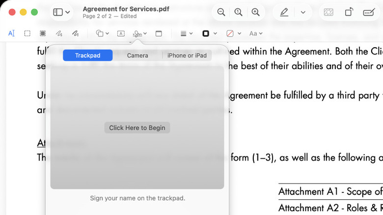 A cropped screenshot showing the Preview app on Mac with the sign feature in focus