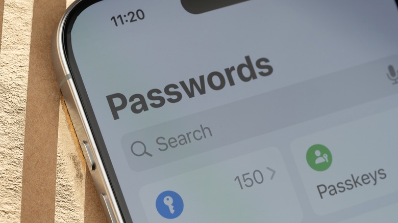 Apple Passwords app home screen on an iPhone.