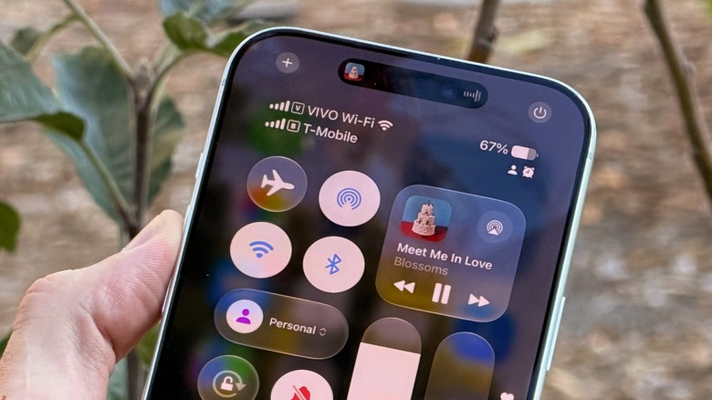 Close-up shot of iPhone's Control Center